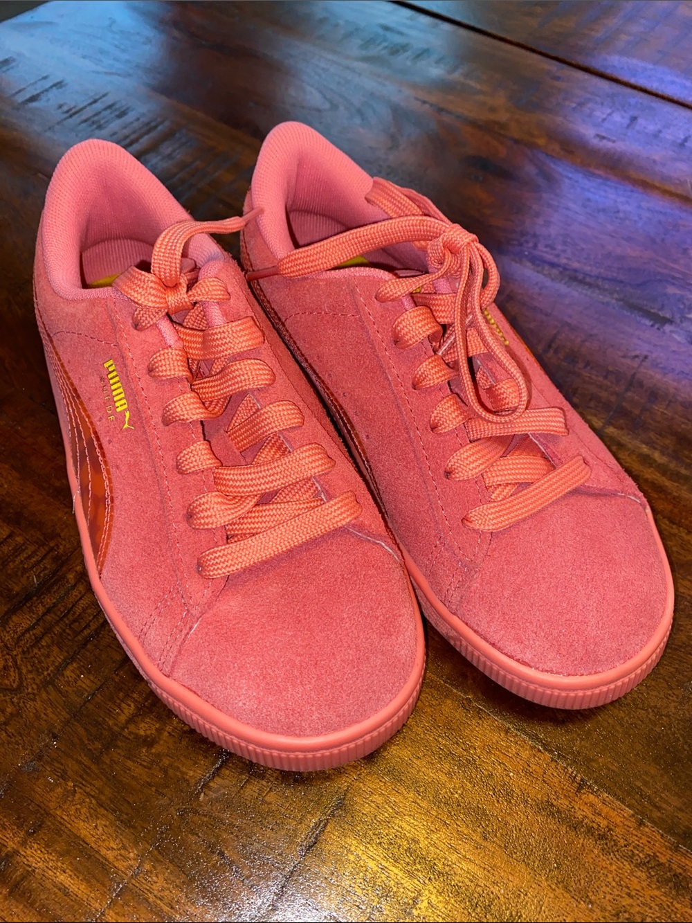 Puma Kids Suede Sneakers in Coral Pink